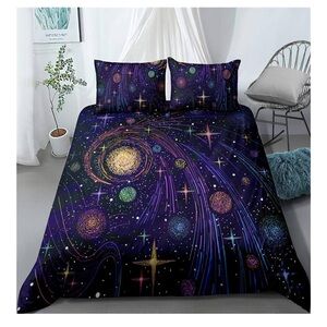 Outer space galaxy TWIN size duvet cover with matching pillow case. 🌌 🪐